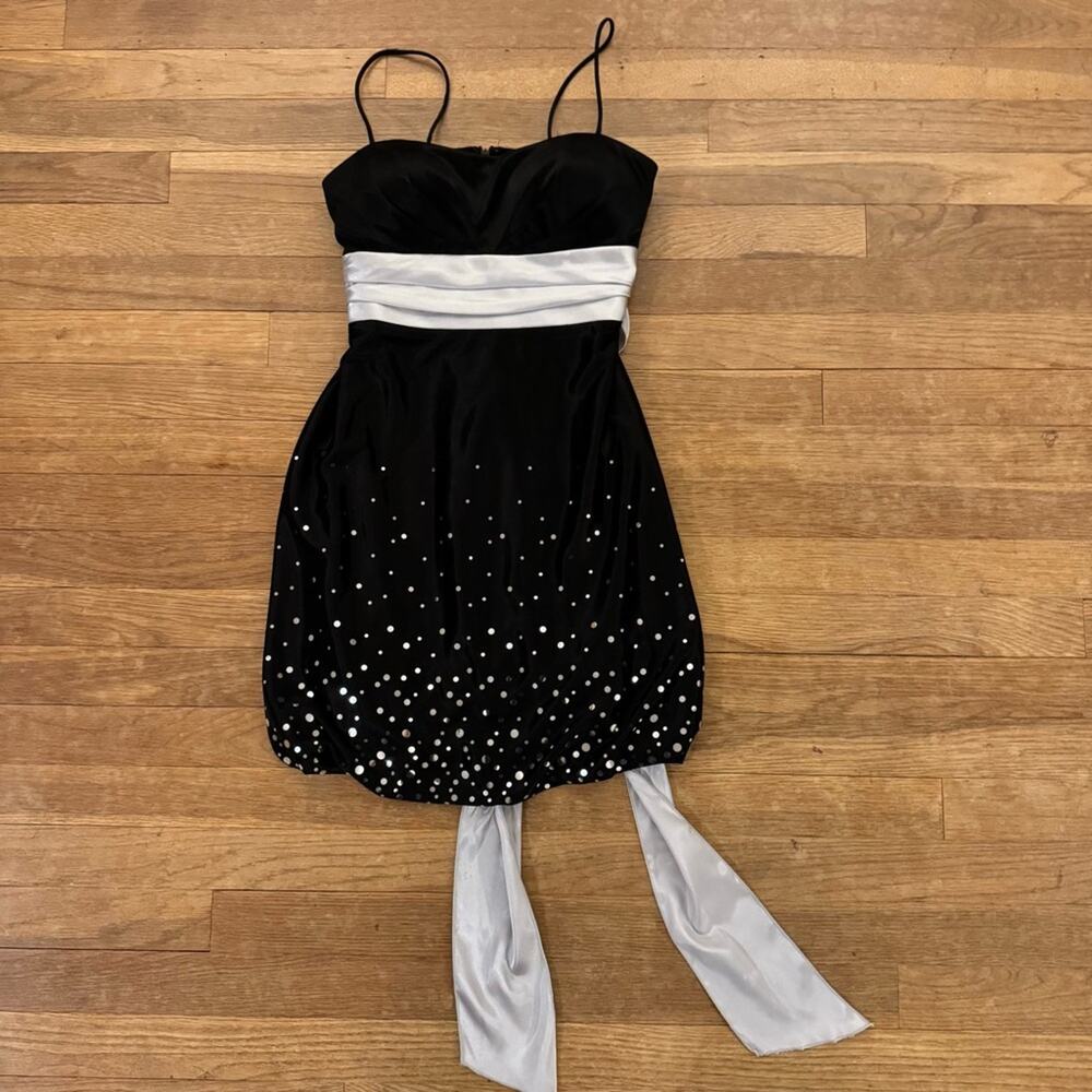 NWOT Jump black silver spaghetti strap mini a-line dress junior's size 3
b65